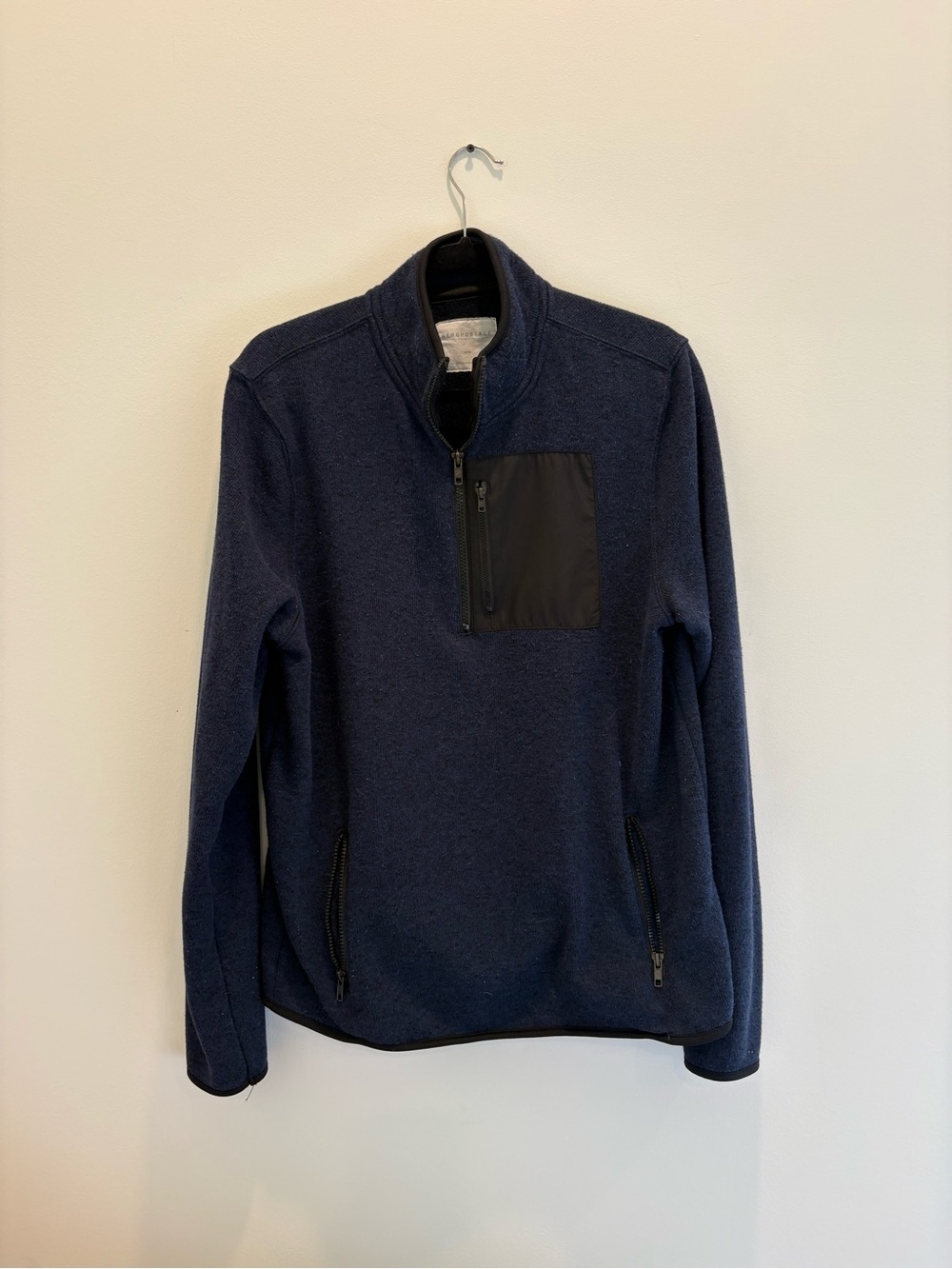 Aeropostale Men's Navy Half-Zip Pullover with Contrast Chest Pocket